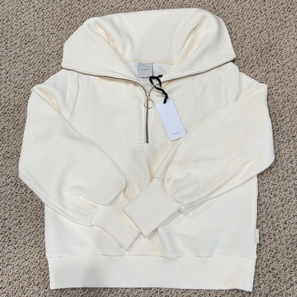 Varley Tops - Varley Ivory Ribbed Half-Zip Top